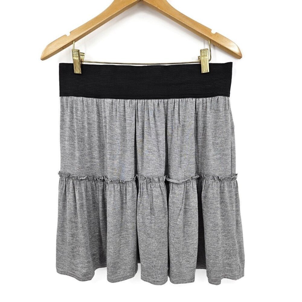 Dorothy Perkins Tiered Mini Skirt Womens US 8 UK 12 Grey Elastic Waist